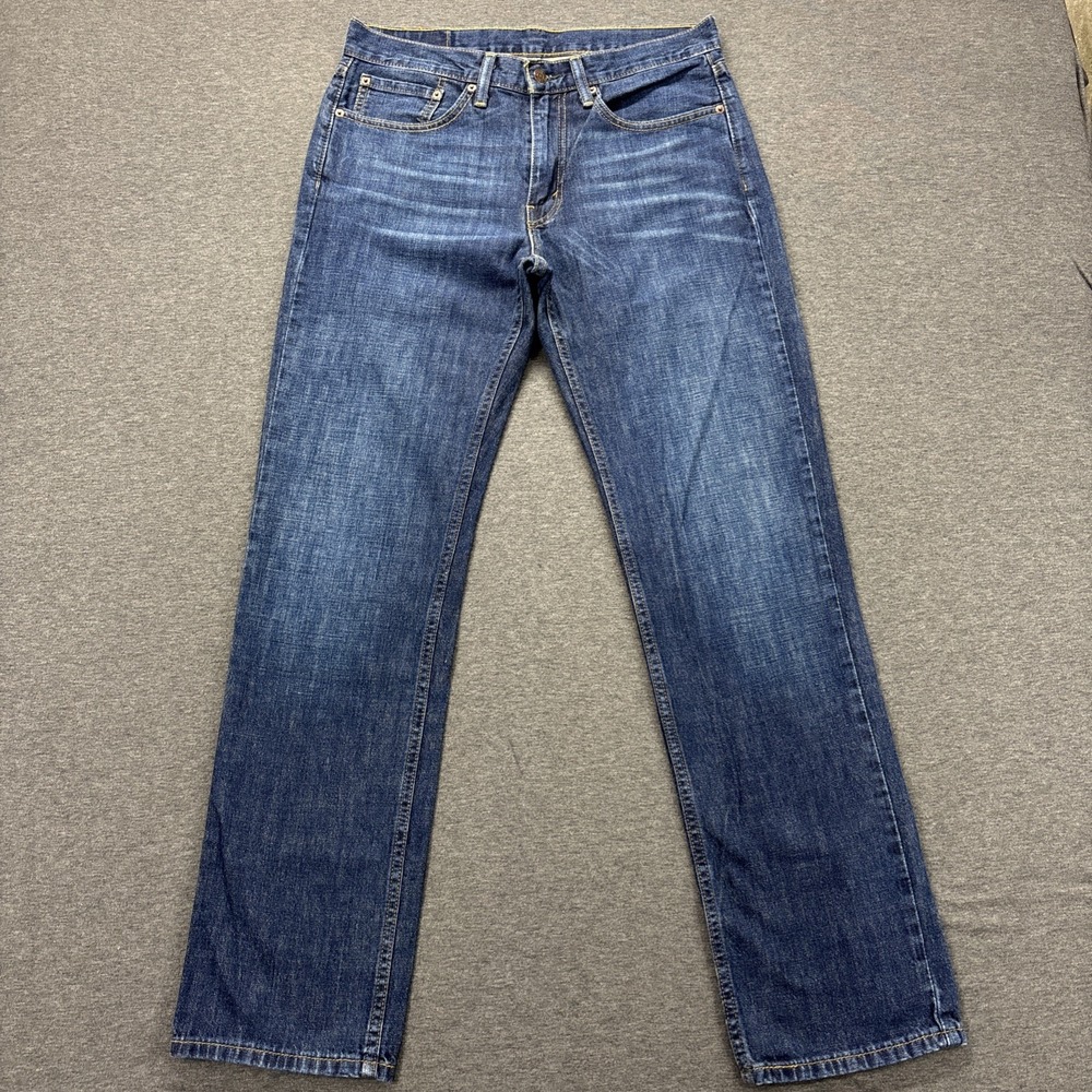 Levis 514 Jeans Mens 31x32 Blue Denim Straight Fit Whiskered Fade Streetwear